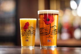 Limited-edition poppy pint glasses designed by Colin Waite