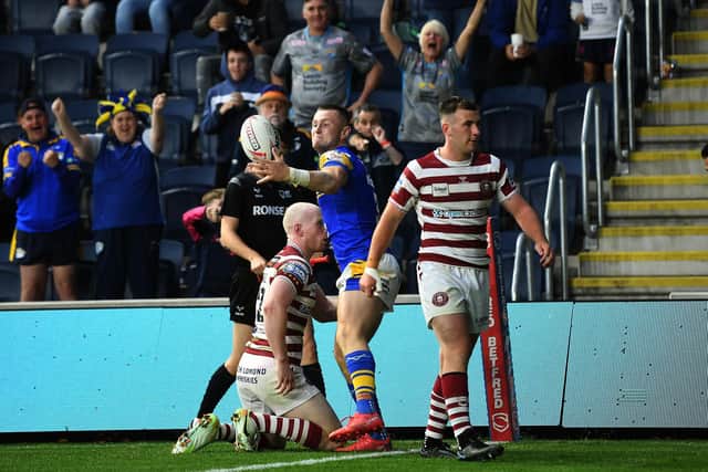Only injury kept Rhinos' Harry Newman out of England's RLWC2021 squad. Picture by Jonathan Gawthorpe.