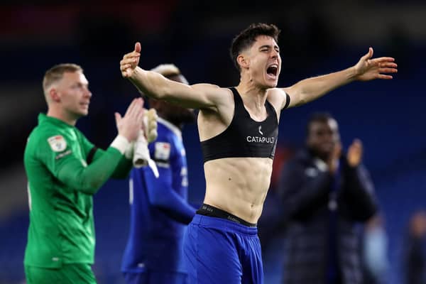 UPBEAT: Cardiff City's Republic of Ireland international winger Callum O'Dowda, front, ahead of Sunday's clash against Leeds United at Elland Road. 
Photo by Ryan Hiscott/Getty Images.