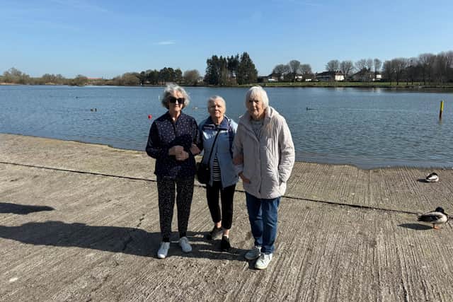 Liz, Andree and Chris at Yeadon Tarn Park