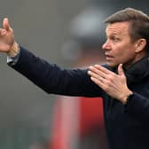 DRAW WISH: For Leeds United and Whites head coach Jesse Marsch, above, pictured giving the instructions during Saturday's 3-1 victory at fourth round hosts Accrington Stanley. Photo by PETER POWELL/AFP via Getty Images.