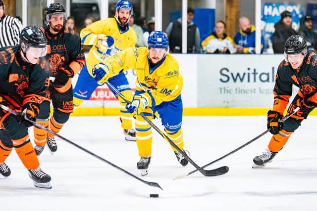 TOUGH START: Leeds Knights' Kieran Brown, in action against Telford at Elland Road on Saturday. Picture: Kev Bland/Knights Media.