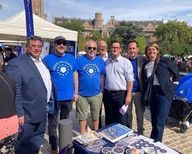 Amongst visitors to Leeds for Europe’s stall at Braderie de Lille was Mayor of Lille Arnaud Deslandes (fifth left). Contributor Peter Packham is third left.