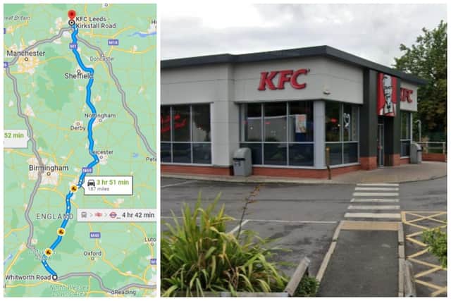 Pervert Lee Price tried to meet a girl at KFC on Kirkstall Road after driving 200 miles from his home. (pic by Google Maps)