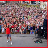 Joe Wicks on the Gateway stage at the Glastonbury Festival at Worthy Farm in Somerset.