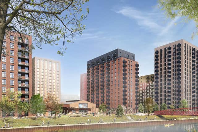 Dyecoats in Leeds will feature over 1,800 apartments once completed. Pictured is a CGI of the site