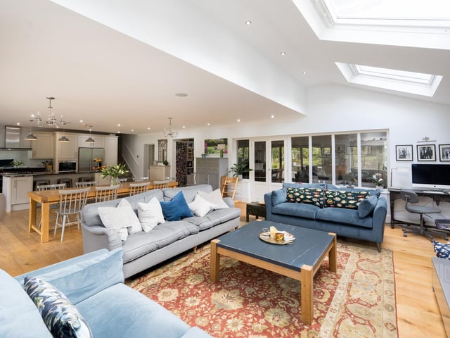 The open plan family area links tot he kitchen and diner.