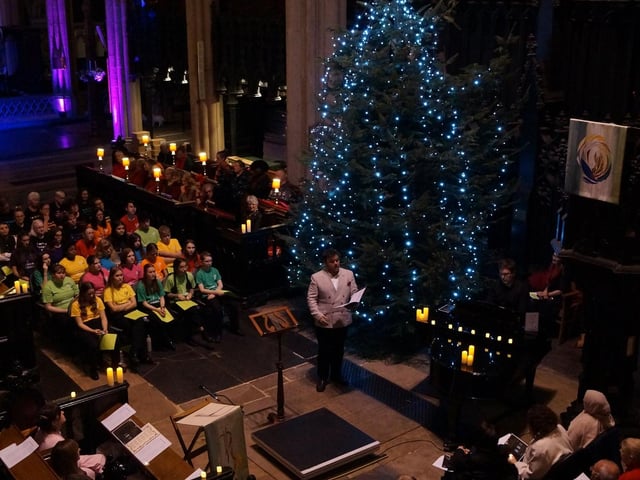 Lloyd Griffith performing at the NSPCC's Carols by Candlelight service at Leeds Minster.