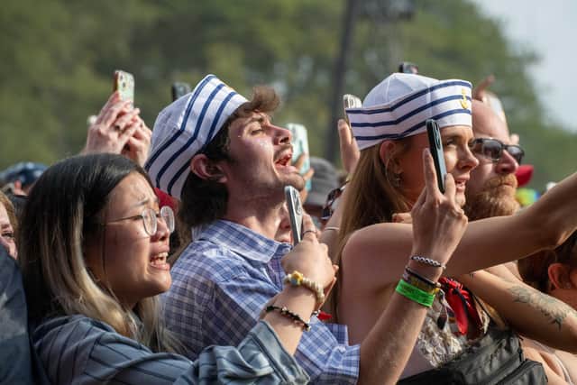 Crowds watch Conan Gray on the Main Stage at Leeds Festival.