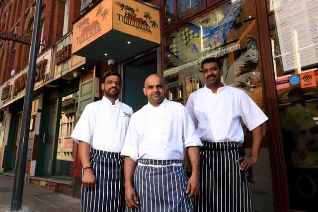 Tharavadu's head chefs, from left to right, Ajith Kumar, Rajesh Nair and Abdul Khadar (Photo: Simon Hulme)