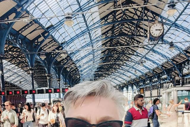 Karen Wright eases strain takes the train