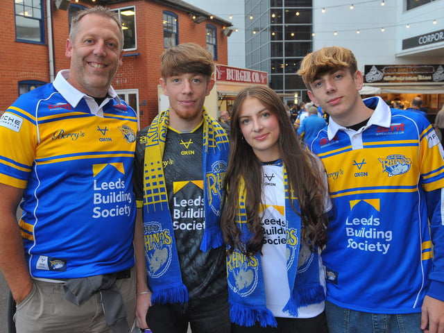 Rhinos supporters Andrew, Aaron, Chloe and Zack Brompton, of Harrogate.