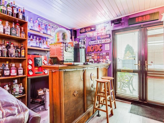 The bungalow has its own built-in bar.