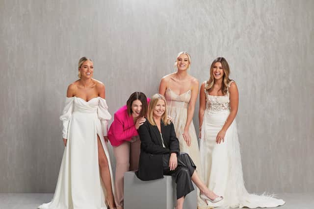 The Apprentice star Victoria Goulbourne, left, is pictured with former candidate Shannon Martin, designer Anna Riley-Dibb and models Hannah Wright and Gemma Sadler (Photo: Hdtwo Photography)