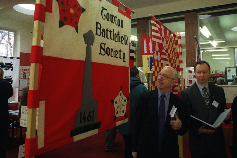 George Mudie, MP for East Leeds, left, and David Owens, chairman of the Cross Gates Historical Society, looks at some of the exhibits at the East Leeds Local History Fair being staged at Cross Gates Library in November 1998.