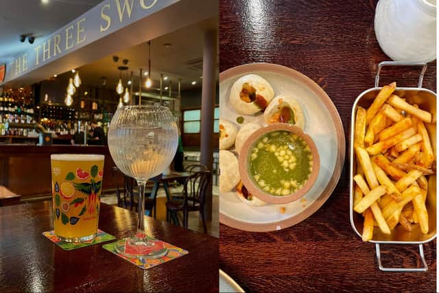 Drinks and Indian street food at The Three Swords, Horsforth, Leeds.