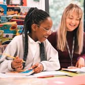 Student and staff member at Engage Academy.