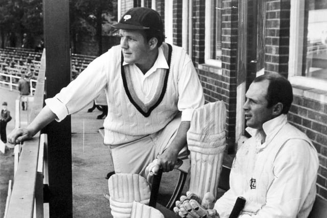 July 1970 and as soon as the rain stopped at Headingley Yorkshire openers Phil Sharpe (left) and Geoff Boycott were ready to resume and went to 114 before Sharpe left lbw for 65, his season's highest score. It was Yorkshire's first opening century partnership of the season.