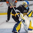 TOUGH NIGHT: Leeds Knights' goaltender Sam Gospel was beaten six times as National Cup final opponents Peterborough enjoyed a first leg romp on home ice.
Oliver Portamento