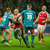 Jarrod O'Connor tackles Hull KR's Dean Hadley. Picture by Bruce Rollinson.