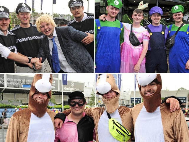 This gallery features various cricket fans, including many in fancy dress, pictured at the England V Australia Ashes cricket test, at Headingley in Leeds, this weekend.