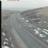 The closure on the M62 resulted in long queues