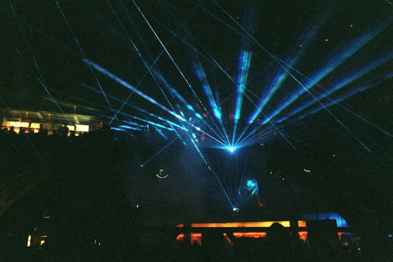 Part of the impressive laser show inside Majestyk on City Square.