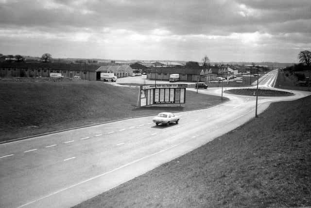 The main entrance to the Thorp Arch Trading Estate. with the Goodyear Complex on the left.