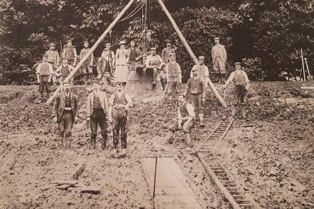 Construction of sluice and culvert, 1898, Harewood House Trust