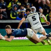Harry Newman, seen scoring for Leeds Rhinos against York Knights, has joined Hull FC on a one-week loan. Picture by Allan McKenzie/SWpix.com.