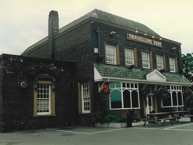 Travellers Rest pub on Hill Top Road in Armley. This building is believed to date from circa 1937, though a previous Travellers Rest had existed on the site going back to at least the 1840s.