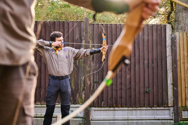 Explorer Scouts enjoying archery