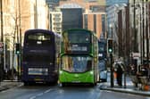 Buses at Headrow in Leeds. PIC: Jonathan Gawthorpe
