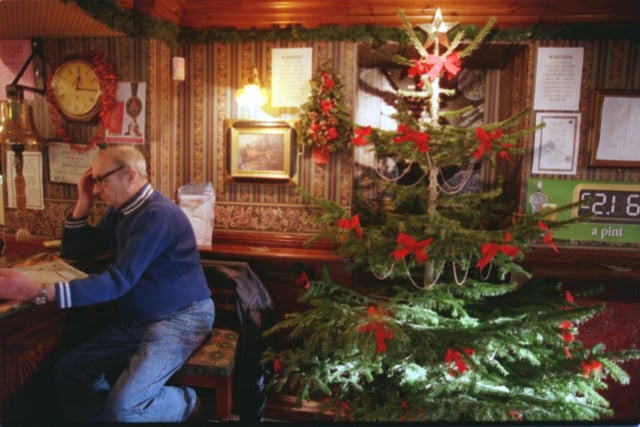 The Christmas display pictured inside the Woodcock pub in Leeds.