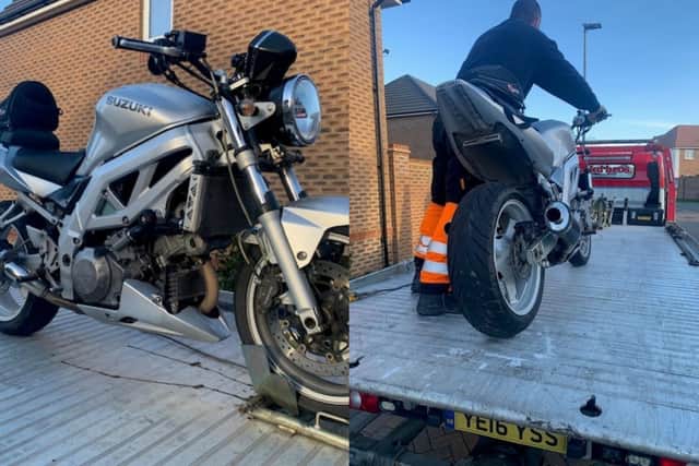 Police seized the motorbike after a high-speed pursuit in Garforth, Leeds (Photo by West Yorkshire Police)