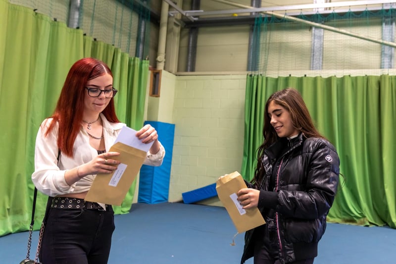 Lucie & Shiree opening their GCSEs Results. Picture By: Andy Hornby