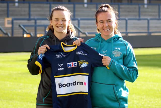 Georgia Hale, right, with Rhinos coach Lois Forsell. Picture by Leeds Rhinos.