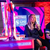 Leeds Women's Caitlin Beevers with Halifax Panthers wheelchair player Rob Hawkins at February's Betfred Super Leagues launch in Manchester. Picture by Allan McKenzie/SWpix.com.
