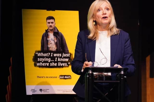 West Yorkshire mayor Tracy Brabin, speaking at the launch of her #JustDon''t campaign this week. Picture courtesy of Tracy Brabin/X