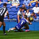 Ash Handley scores for Leeds Rhinos during their Magic Weekend win against Bradford Bulls at Hill Dickinson Stadium, Liverpool. Picture by Olly Hassell/SWpix.com.