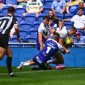 Ash Handley scores for Leeds Rhinos during their Magic Weekend win against Bradford Bulls at Hill Dickinson Stadium, Liverpool. Picture by Olly Hassell/SWpix.com.