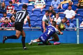 Ash Handley scores for Leeds Rhinos during their Magic Weekend win against Bradford Bulls at Hill Dickinson Stadium, Liverpool. Picture by Olly Hassell/SWpix.com.