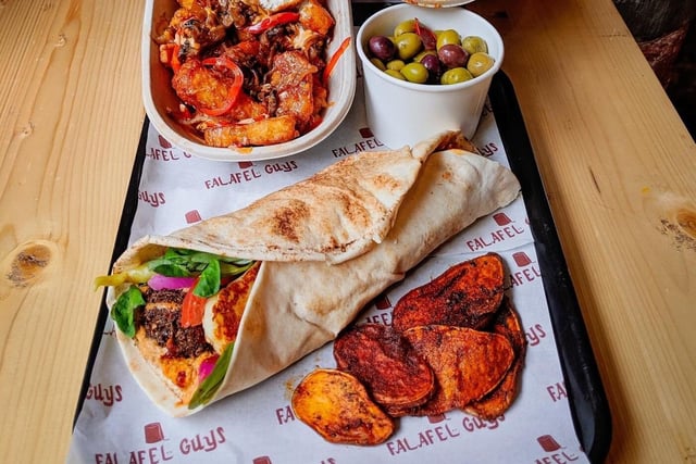 "For £5 it is an absolute bargain for Leeds City Centre and I go for both falafel and chicken Shawarma for an extra £1. The naan is a very good size and all fillings delicious including 2 types of hummus, 3 options for sauce and various salad."