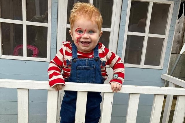 A very cute Chucky costume! Shared by Stephanie Hunter.