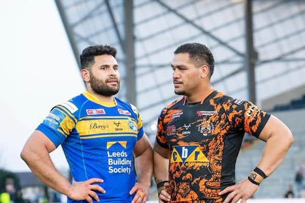 Leeds Rhinos' Rhyse Martin, left and Bureta Faraimo of Castleford Tigers will both be hoping to salvage something from a disappointing season. Picture by Allan McKenzie/SWpix.com.