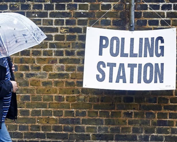 Polling station. (Photo credit should read NIKLAS HALLE'N/AFP via Getty Images)