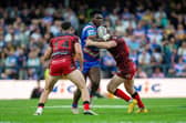 Justin Sangare in action for Leeds Rhinos against Leigh Leopards this year. Picture by Bruce Rollinson.