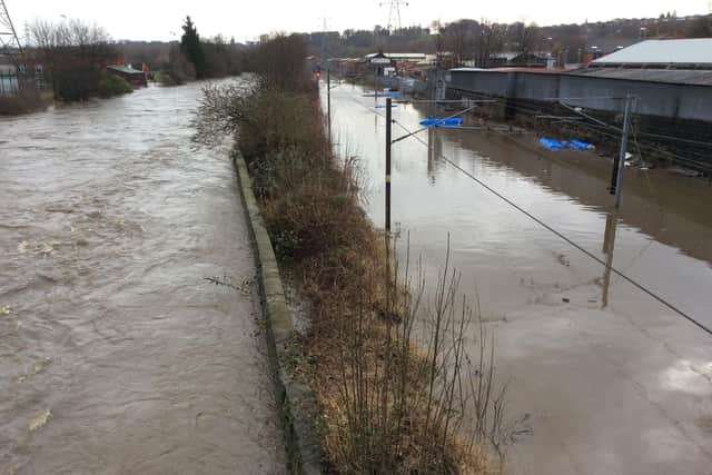 Flooding to the railway by Kirkstall Bridge in 2015. Photo: Leeds City Council.