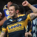 Shaun Lunt celebrates Leeds Rhinos' victory against Warrington Wolves in the 2012 Super League Grand Final. Picture by Mark Green//SWpix.com.