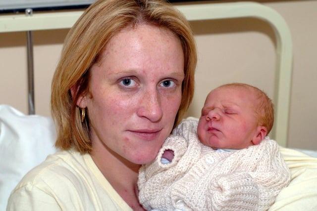 Pudsey's Zoe Hansel with baby Kree who was born on the Clarendon Wing at Leeds General Infirmary on Christmas Day 2004.